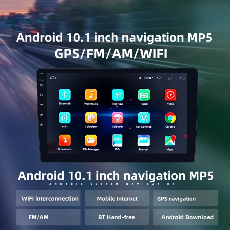 cheap 10.1 Inch Android 8.1 Dual 2Din Car Stereo Radio MP5 Multimedia Player with GPS NAVIGATION Wifi OBD2 MirrorLink Player