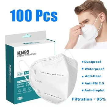 

KN--95 Disposable Face Mouth Cover 5-layer Non-woven Protection Guards Filter Pad for Men Women