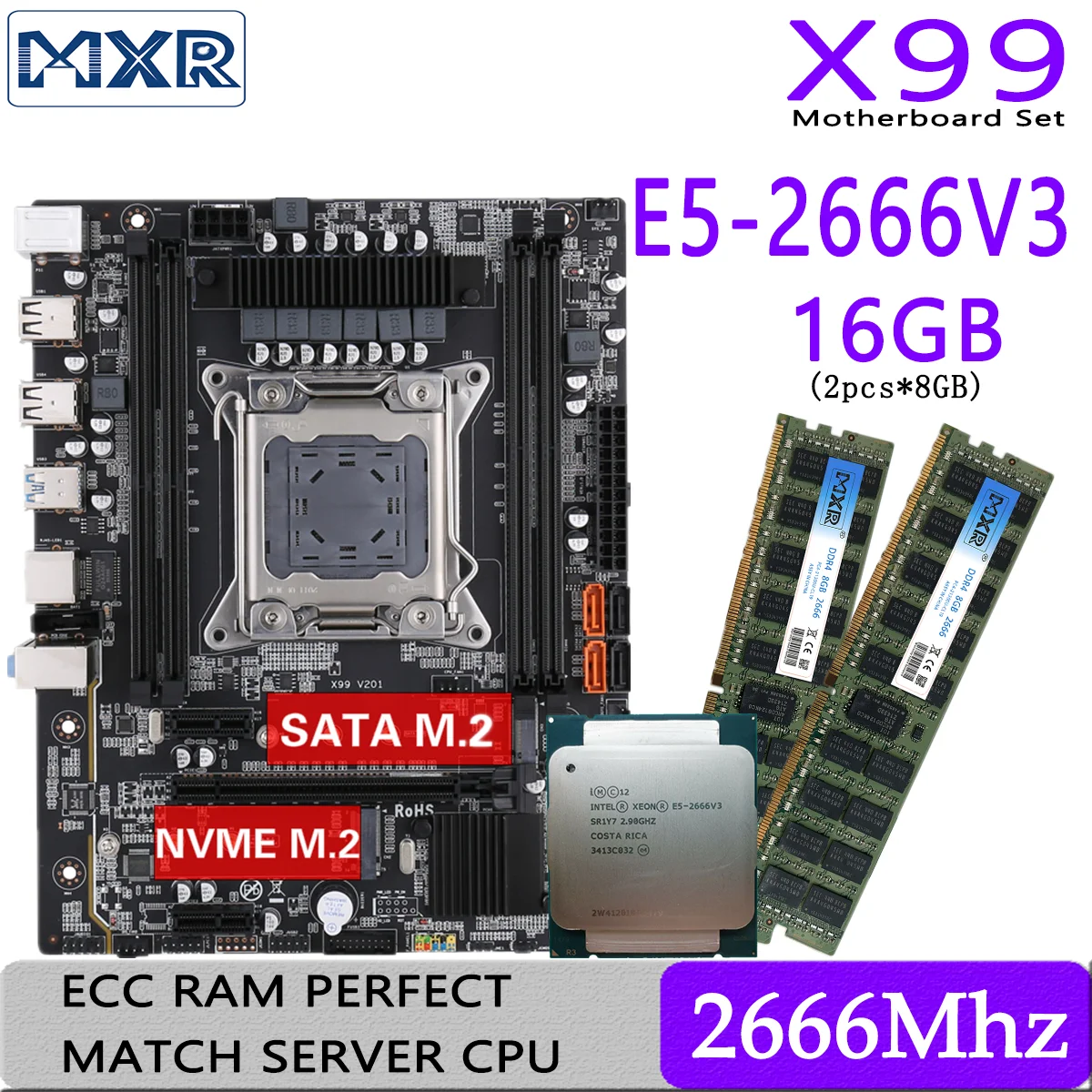 X99 Motherboard Set With Xeon E5 2666 V3 LGA2011 3 CPU REG ECC RAM DDR4 ...