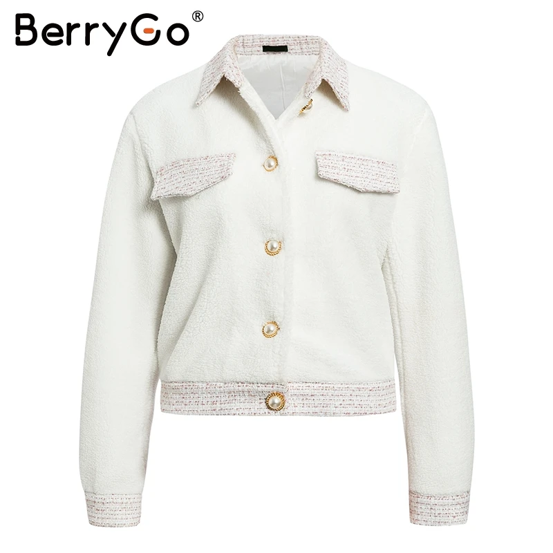 BerryGo зимнее платье с пуговицами, женский костюм, твид, искусственный фу, юбка, костюм, наборы, пэчворк, однобортный, для офиса, женские костюмы - Цвет: Coat
