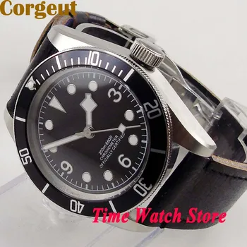 

Corgeut 41mm Miyota 20ATM black dial white marks black Bezel sapphire glass deployant clasp Automatic Men's watch cor77