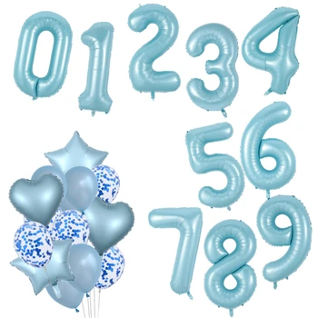 

40inch Blue Number Foil Balloons Big 0 1 2 3 4 5 6 7 8 9 Happy Birthday Party Wedding Decoration 18 Years Old Balloon Supplies