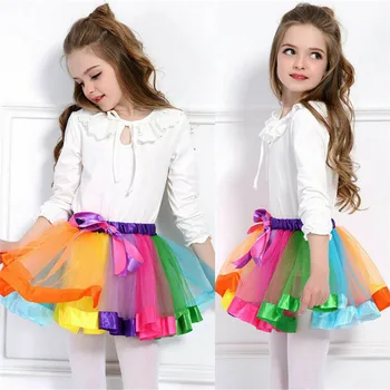 

2019 Brand New Family Matching Sets Kid Mother Daughter Women Girl Skirts Rainbow High Waist Bow Tutu Skirt Party Princess Dress