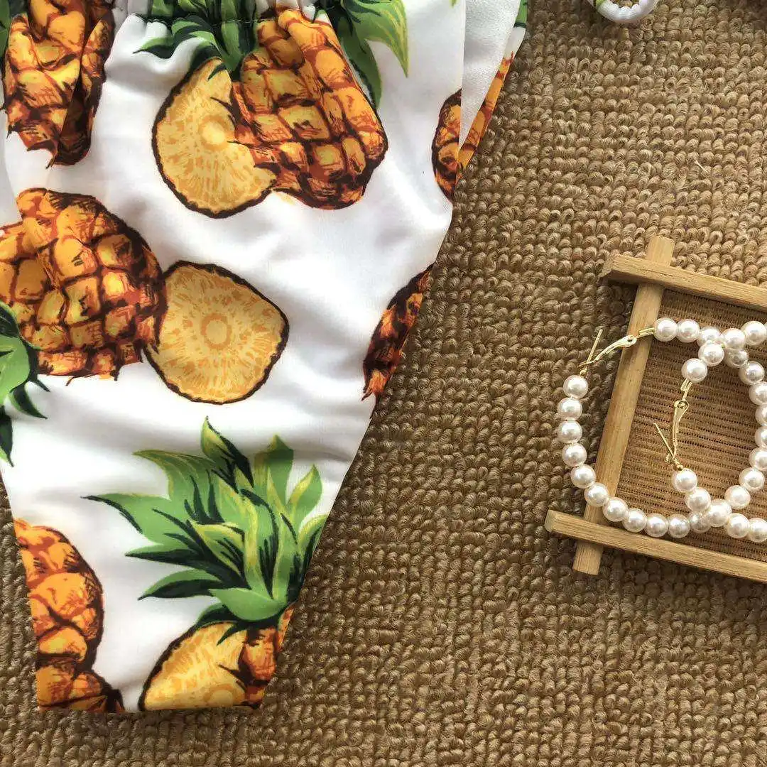 2020 Pineapple Print Strapless Bikini Female Swimsuit Women Swimwear Two-pieces Bikini set Bandeau Bather Bathing Suit V2412