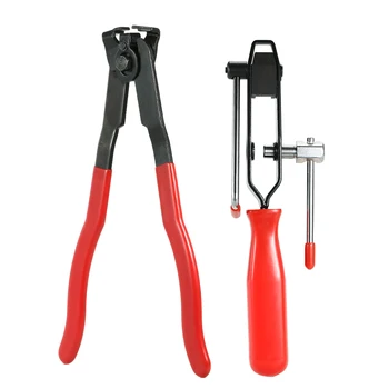 

2pcs/set C V Joint Clamp Banding Install Tool Ear Type Boot Clamp Plier Metal Hand Tool Red+Black Boot Clamp Pliers