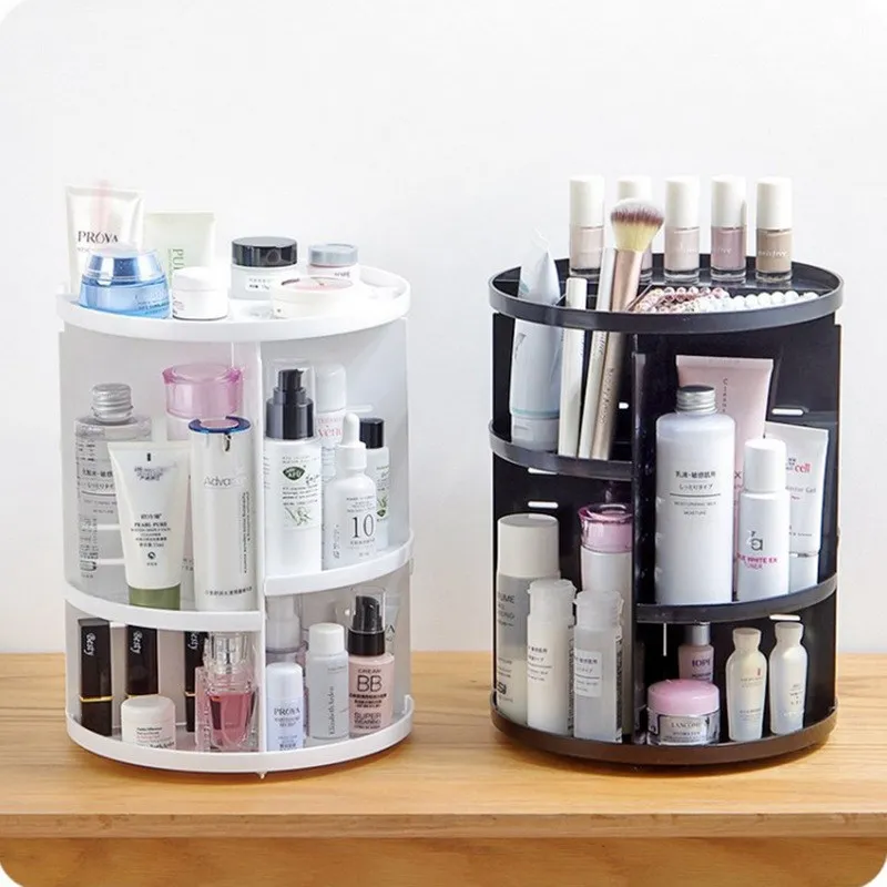  New 360 Degree Rotation Makeup Organizer Cosmetics Jewelry Storage Case Skincare Brush Storage Rack