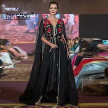 

Black Chiffon Muslim Evening Dress Lace Jacket Dubai Moroccan Kaftan Dress Formal dress Evening Party gown Plus Size