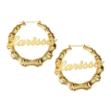 Опт, Заказные Бамбуковые серьги, персонализированное имя, модное шоу, очаровательные серьги, богемные серьги