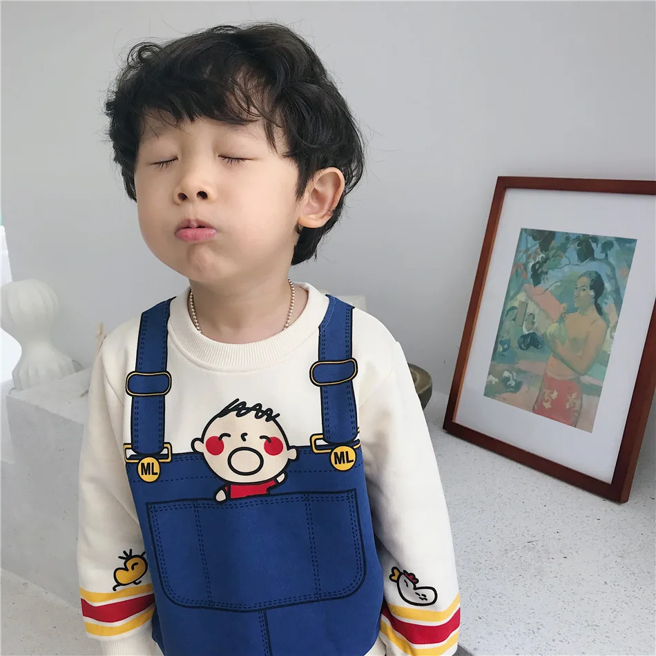 Tonytaobaby/Новинка; милая детская одежда с рисунком для мальчиков и девочек; осенние толстовки для мальчиков; свитер для девочек