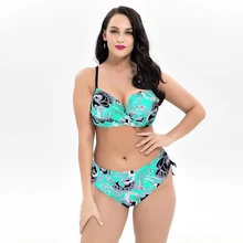 Ретро пуш-ап женский купальник бикини с принтом размера плюс купальник винтажный комплект бикини купальные костюмы Maillot De Bain Femme 56