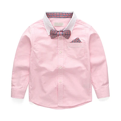 Модная белая рубашка для мальчиков Блузка для девочек в Оксфордском стиле Блузки с отложным воротником рубашка для маленьких мальчиков одежда для малышей рубашки для мальчиков 0 - Цвет: Розовый