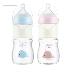 Biberón de vidrio PPSU para bebé, botella de vidrio de gran diámetro, descarga rápida, anticólicos, entrenamiento de leche para recién nacido, accesorios de alimentación de agua