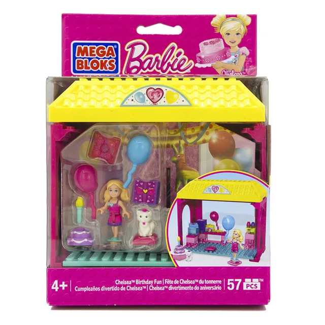 Mega Bloks Barbie Princess Tea Party Babysitter Dolls Combination House Scene Particles Insert Building Blocks Play House Toys 2