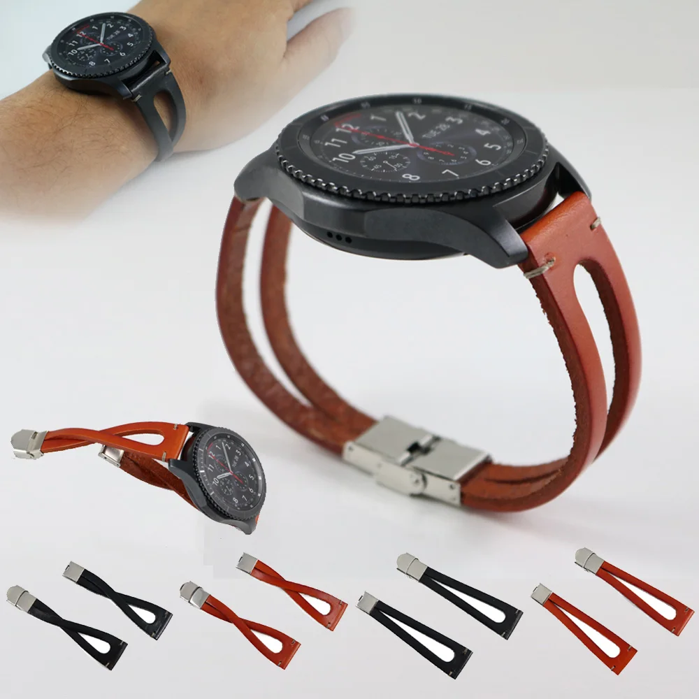 Ремешок из натуральной кожи для Samsung Gear S3 Frontier Classic Galaxy Watch 46 мм сменный кожаный