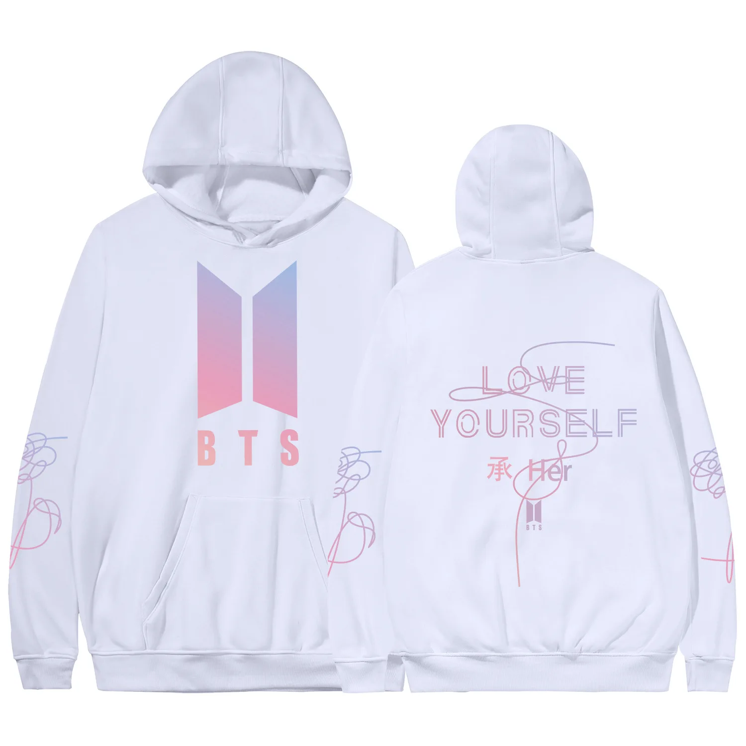 BTS пуленепробиваемые мальчики любят себя носить ее альбом сопутствующие продукты стиль знаменитостей Толстовка для мужчин и женщин
