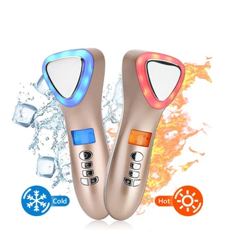 

LED Hot Cold Face Skin Care Device Massager Hammer Ultrasonic Cryotherapy Facial Vibration Ion Red Blue Light Beauty Instrument