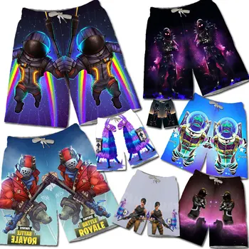 

Men Beach Shorts Cartoon Printed Short Pants Fortnite Anime Figure Summer Trunks Quick Dry Bathing Shorts Boy Swimwear
