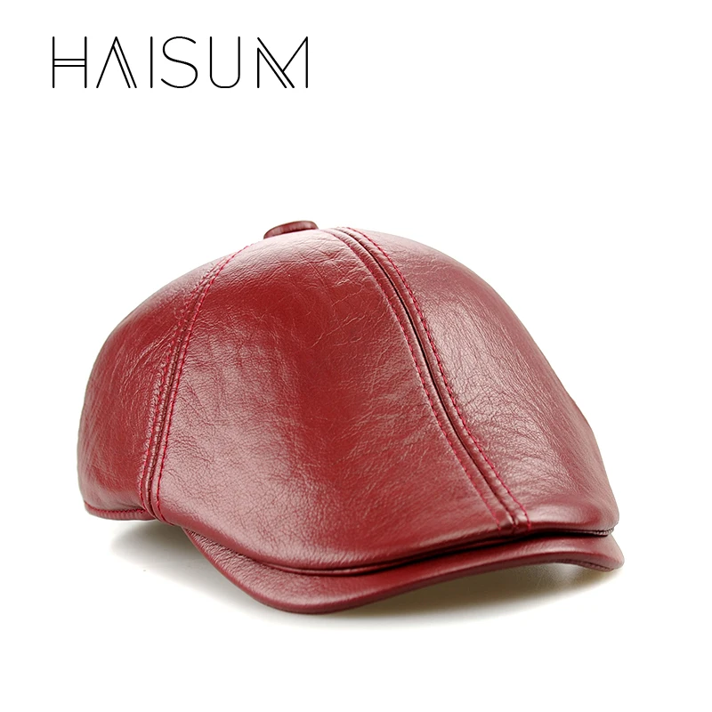 

2018 Limited Fitted Adult Solid Haisum Real Leather Men Baseball Cap Hat Fashion Hats For Snapback Caps With 2 Colors Cs15