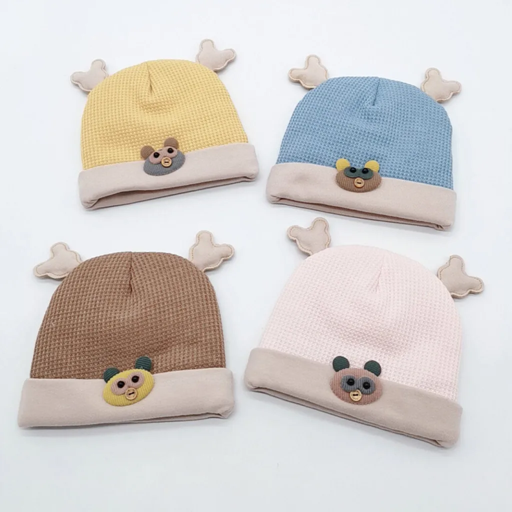 Детская зимняя Шапка с рогами для новорожденных девочек и мальчиков теплая