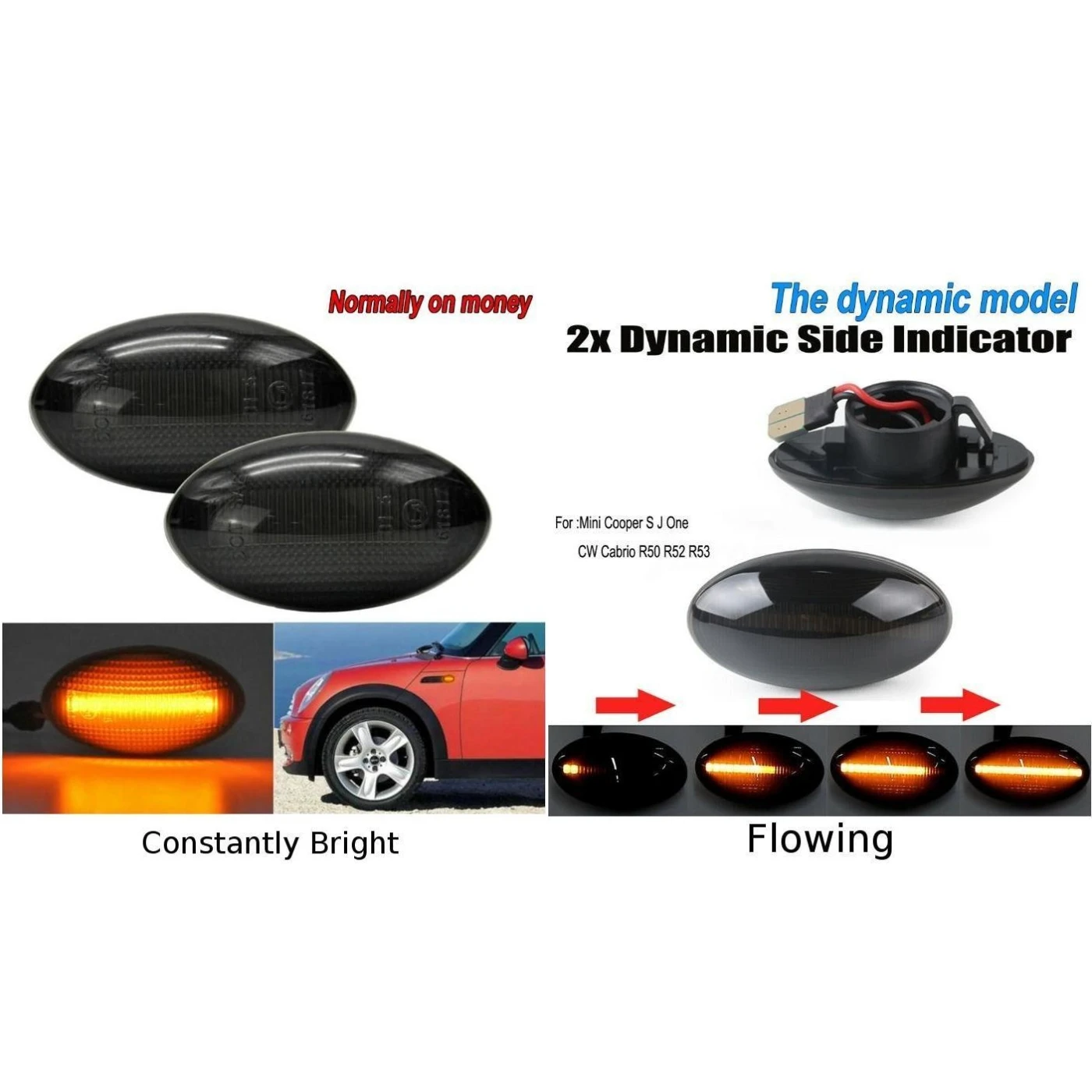 

2pcs 3528SMD Car Side Marker LED Water Flow Turn Signal Lights Lamps For BMW Mini Cooper R50 R52 R53 Turn Signal Light Lamp