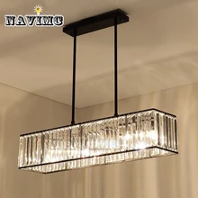 Американский Винтаж Ретро хрустальная люстра освещение для столовой Ресторан подвесной железный стержень Лампы