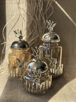 

Sudamlasibazaar Set of 3 Canister Set, Candy Buffet, Glass Cookie Jar, Pot, Jars, Container, canister Set, Gifts for Mothers