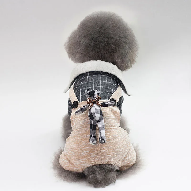 Одежда для собак зимняя одежда для животных Одежда для домашних животных клетчатый комбинезон для маленьких и средних собак Щенок йоркширского терьера наряд