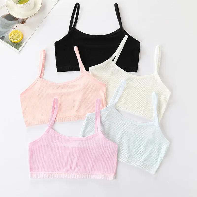 

4pcs/lot Children's Breast Care Girl Bra 6-12 Years Hipster Cotton Teens Teenage Underwear Summer Kids Lace Vest Young