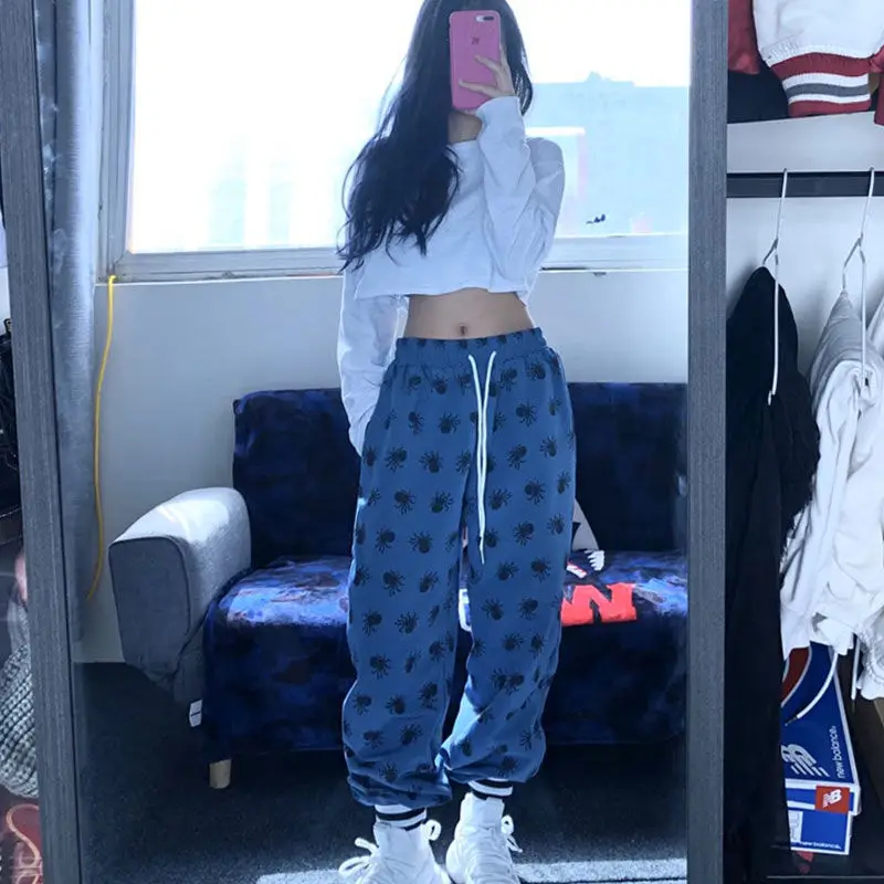 HOUZHOU Sweatpants Women Korean Style Harajuku Pants Streetwear Women Joggers Autumn Fashion Track Pants Women Print Trousers