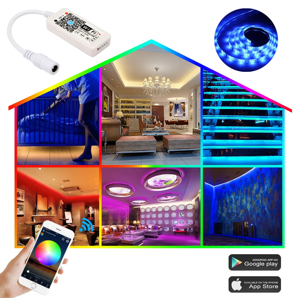 DC 5V 12-24V волшебный домашний светодиодный контроллер Wi-Fi IOS под управлением Android Smart Alexa Google Assistant для светодиодной ленты