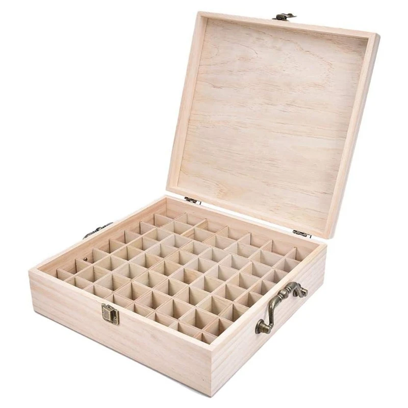

62 Grids Wooden Essential Oil Storage Case Essential Oil Bottle Organizer Makeup Organizer Case For Travel And Presentat