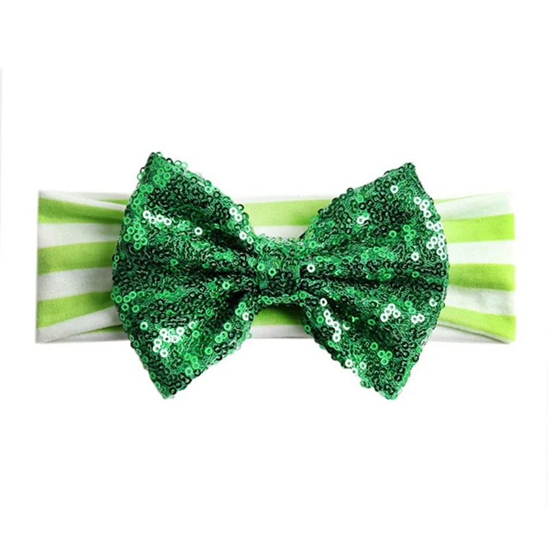 

2019 New Style Europe And America Baby Hair Band St. Patrick's Day Children Sequin Bow Headband Decoration AliExpress