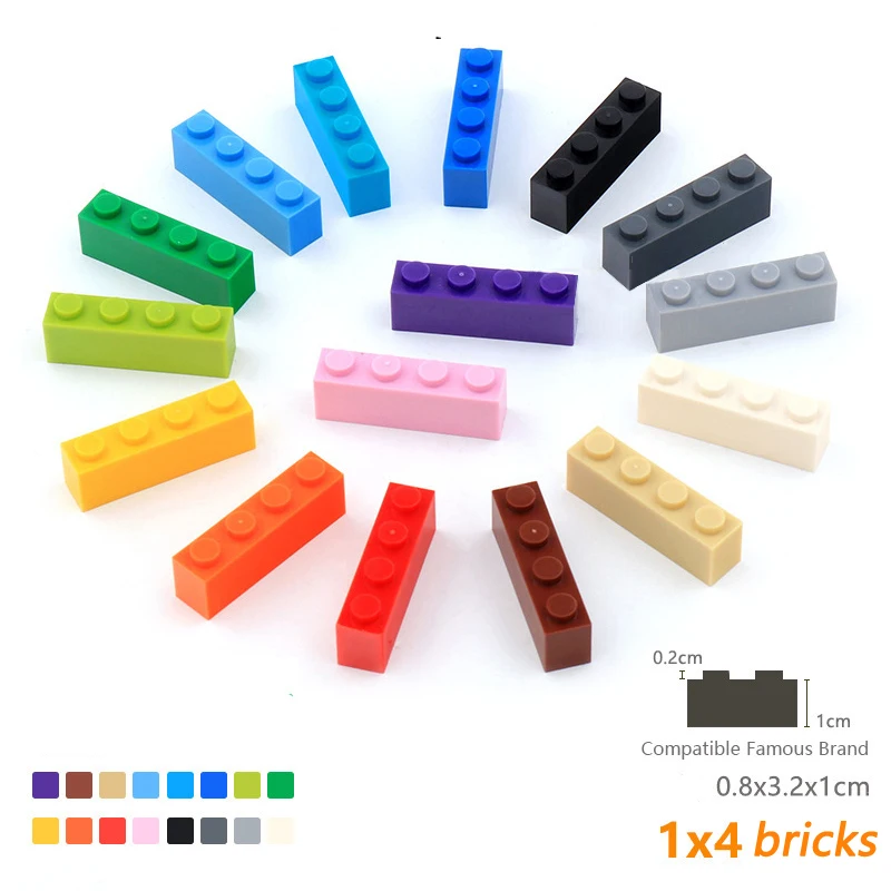 

200pcs 1x4 Dots DIY Building Blocks Thick Figures Bricks Educational Creative Toys for Children Size Compatible With 3010