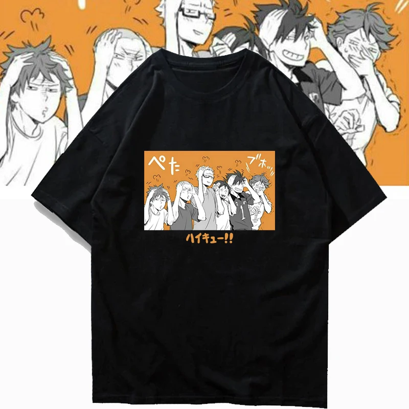 Футболка унисекс с коротким рукавом и аниме Haikyuu Nekoma Karasuno Kageyama Tobio Hinata Shoyo | Мужская