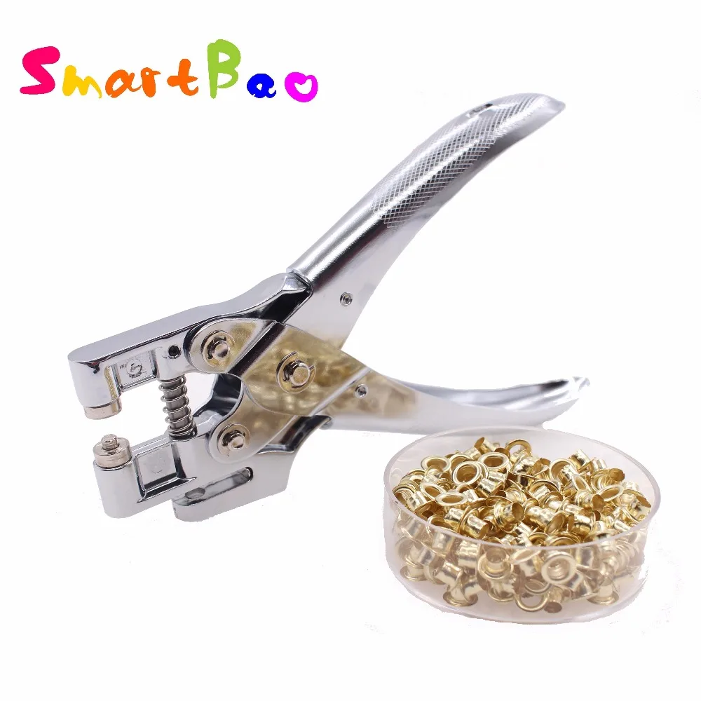 Perforadora de retenedores de Metal con ojal, alicate con ojales, Perforadora de papel de agujero redondo de 5mm con anillos n. ° 9718