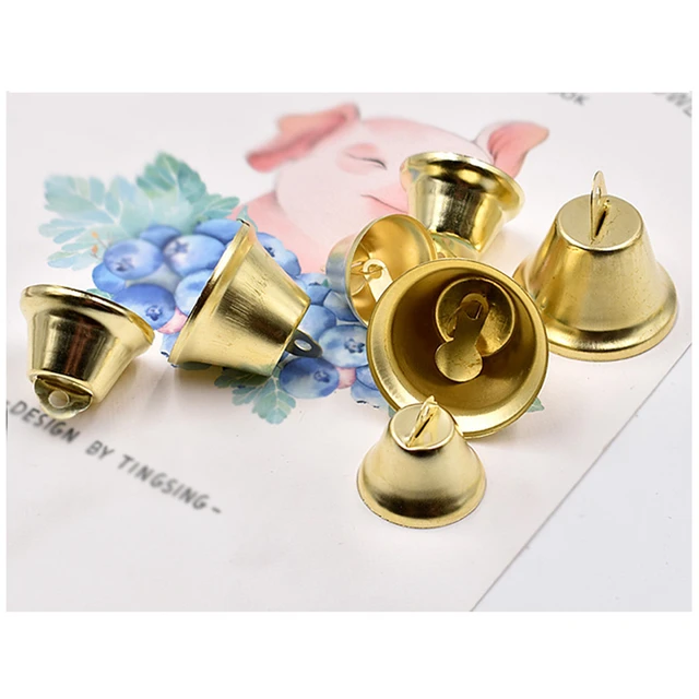 Jingle Bells, 14mm 12pcs Small Bells for Craft DIY Christmas, Gold Tone