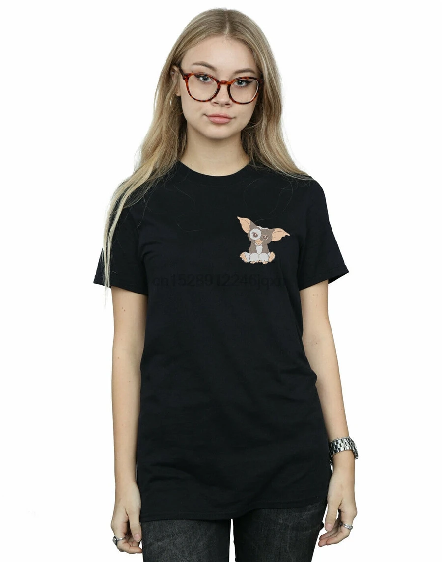 Gremlins Женская Gizmo грудь Boyfriend Fit футболка Праздничная |