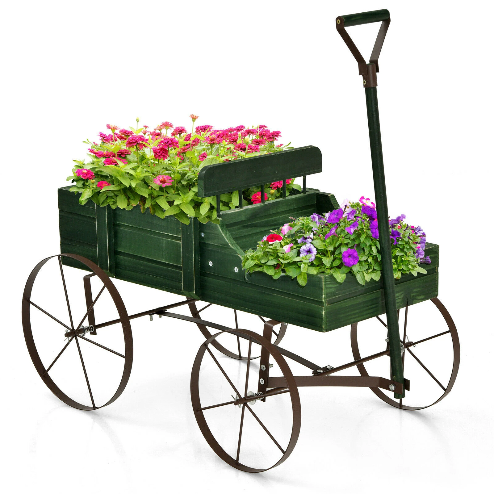 Wooden garden wagon planter