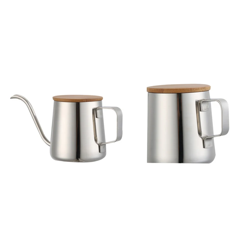 

350Ml Long Narrow Spout Coffee Pot Gooseneck Kettle Stainless Steel Hand Drip Kettle Pour Over Coffee And Tea Pot With Wooden