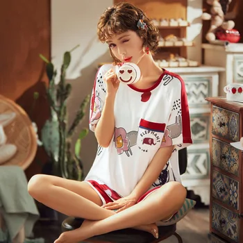 

New Arrival Women's Cotton Pajamas Sets Female Summer Short-Sleeved Shorts Comfortable and Breathable Pyjamas Pujama Femme Suit