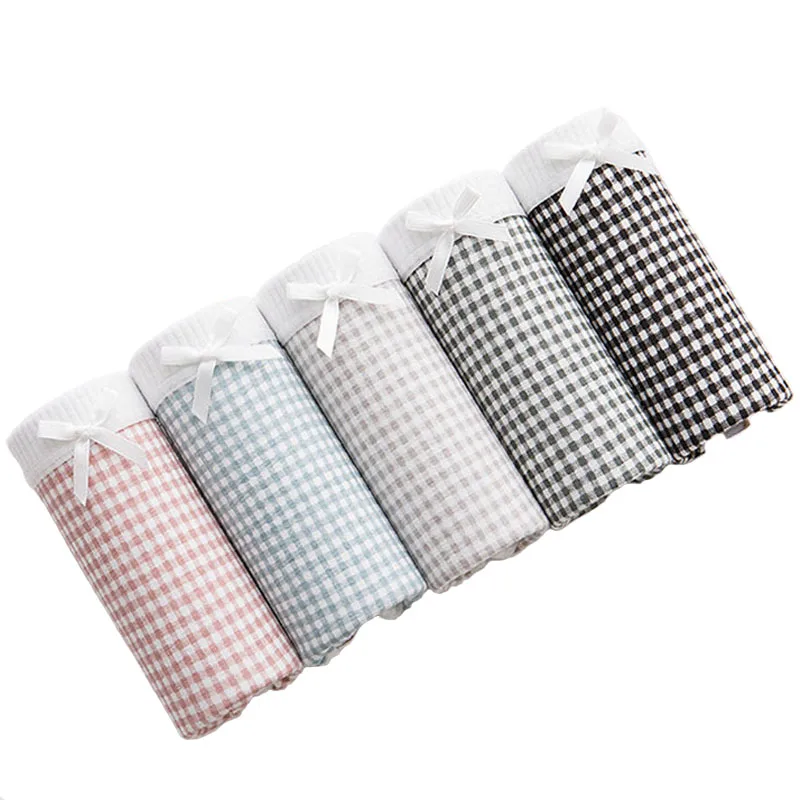 3 шт./лот новинка женские трусики хлопковое нижнее белье трусы в клетку с принтом