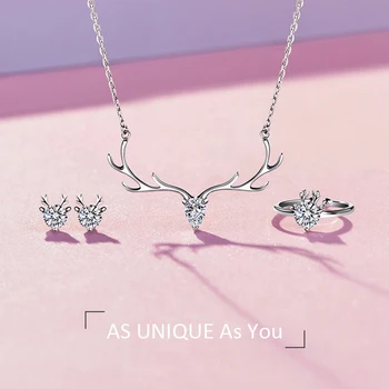 

YSH new 100% 925 sterling silver earring & ring & necklaces DIY jewelry set fit Mother Day & Valentine Day gift as unique as you