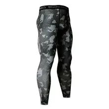 Для мужчин с камуфляжным принтом для сжатия тренировочные брюки Фитнес брюки для бега