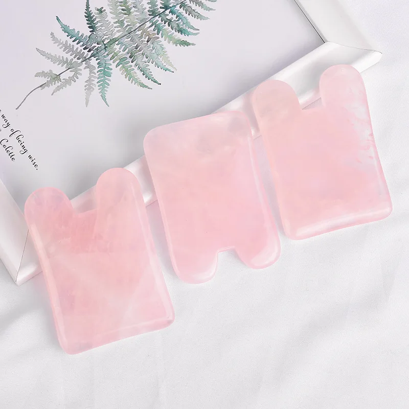 

Массажная тарелка гуаша из натурального нефрита, пластина из розового кварца для массажа лица, шеи, спины, тела