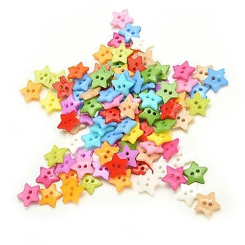 

100 Pcs/lot Plastic Buttons Sewing DIY Craft decals for Children Star