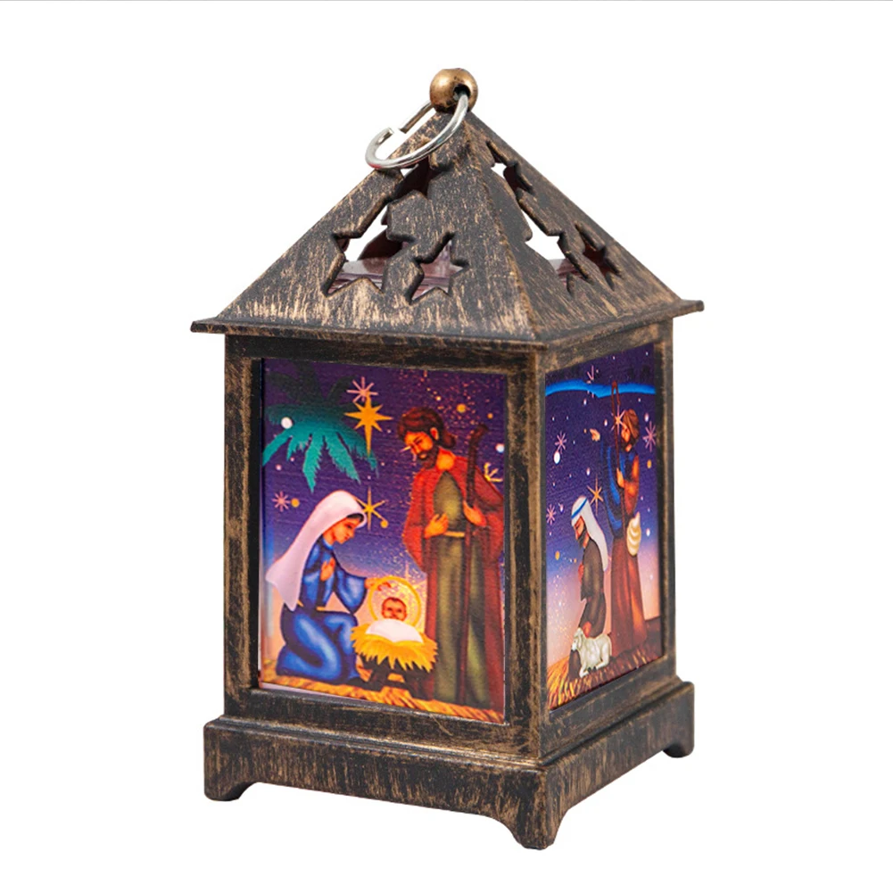 Рождественский Санта Клаус Снеговик Олень лампа «Распятие Христа» светильник подвесной фонарь орнамент домашние вечерние украшения