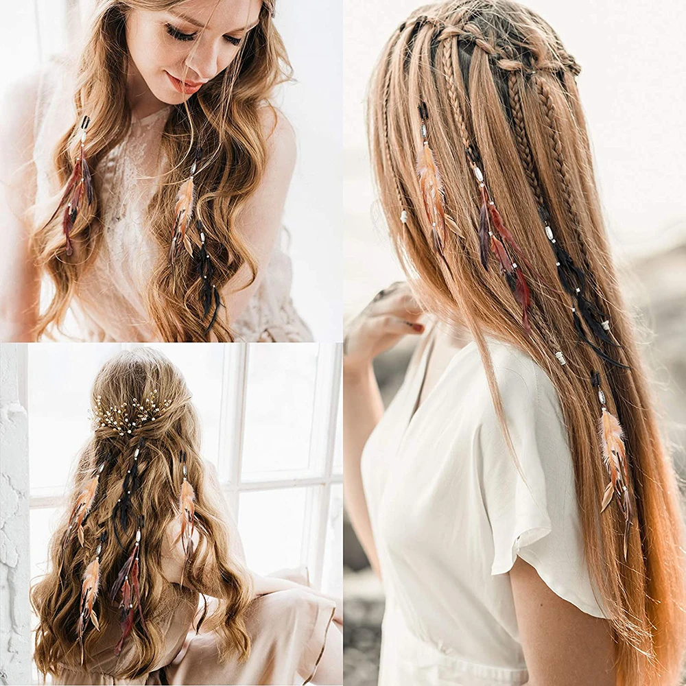 Boho Feather Hair Extensions Long Handmade Boho Hippie Hair