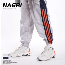 Мужские спортивные брюки, популярные Брендовые брюки-ветровки, три рычага, мужские повседневные свободные обтягивающие брюки