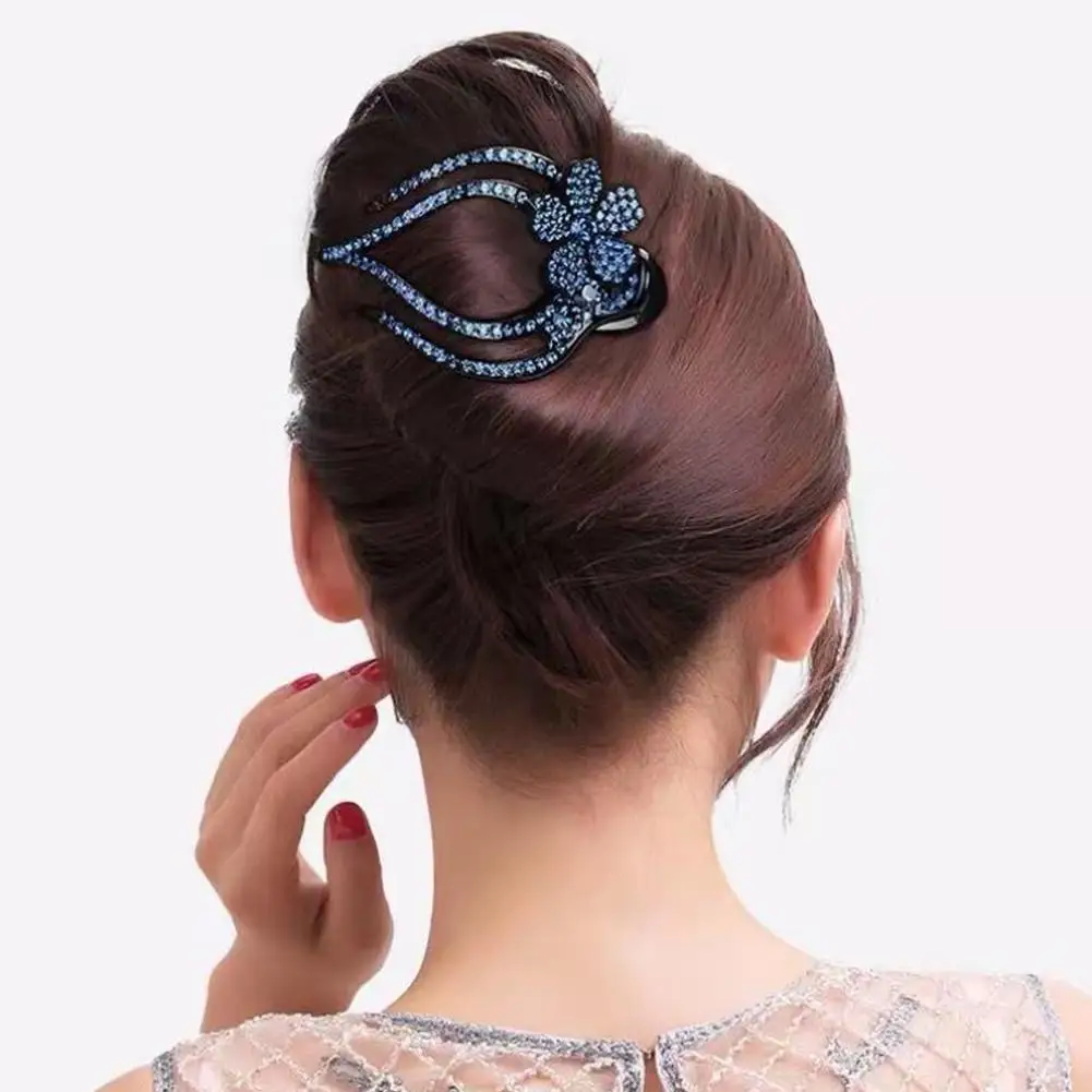 

Vintage Headwear Rhinestone Hairpin Hair Claws Duckbill Hair Flower Women Clips B1N7