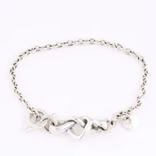 Authentic 925 Sterling Silver Knotted Heart Bracelet Eurpeon Jewelry